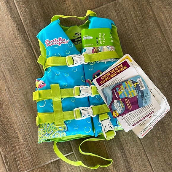 puddle jumper Other Nwt Puddle Jumper Life Jacket Green Blue 350lbs